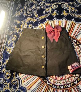 Black Button-Up Mini Skirt