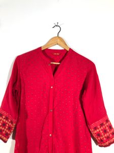 Red Printed Kurta(Women’s)