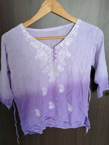 Lavender Ombre Embroidered Kurta