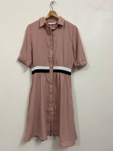 Stalk Buy Love Pink Shirt Dress with Pockets
