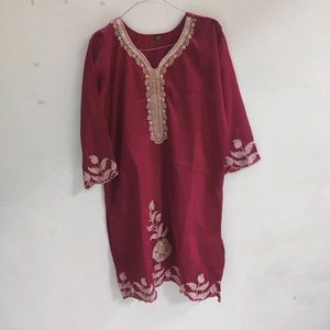 pink Embroidered Kurta Set with Palazzo