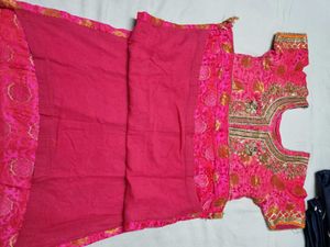Elegant Pink Embroidered Kurti Top With dupa