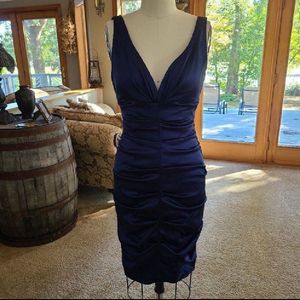 Navy Blue V-Neck Bodycon Dress