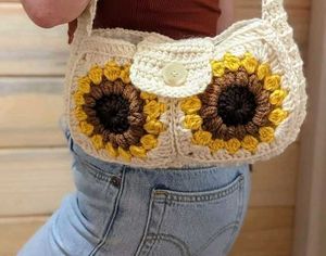 Crocheted Sunflower Shoulder Bag