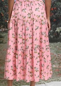 Pink Floral Tiered Skirt
