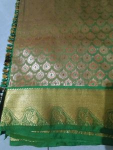 Elegant Green Silk Blouse with Gold Border