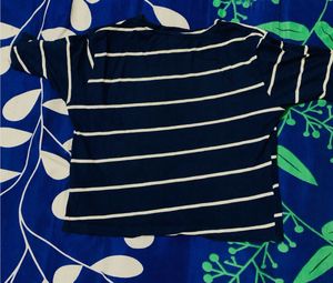 Navy Striped crop tshirt