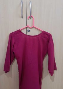 Maroon Kurta with White Embroidery