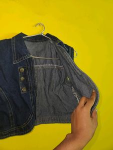 Dark Blue Half Denim Jacket