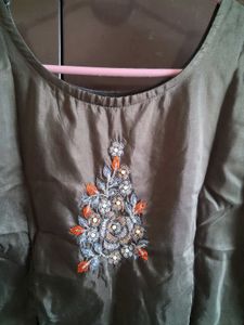 Embroidered Crop Top and Tiered Skirt Set