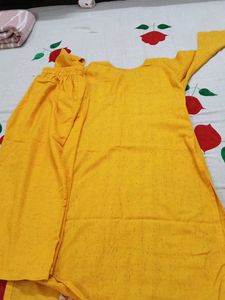 Yellow Embroidered Kurta with Pants Set