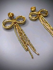 Golden Bow Tassel Earrings✨