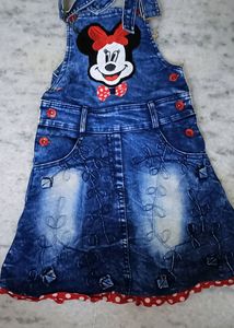 Kids Denim Dungaree Dress Minnie Mouse