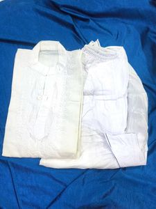 Elegant White Embroidered Kurta Set