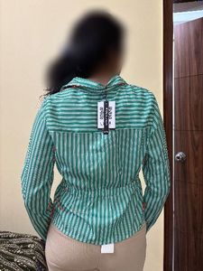 brand new Striped Green Button-Up formal Shirt gir