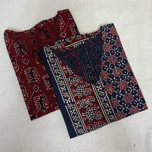 Ajrakh Print Dyed Cotton Tops (Combo of 2)