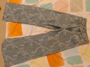H&M Bow Print Denim Pants