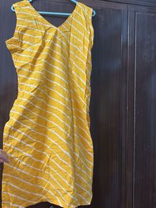 Yellow Striped Cotton Kurta