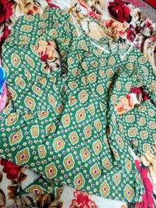 Green Printed Short Kurti