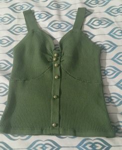 Ribbed Button-Up Tank Top