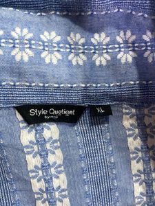 Blue Striped Button-Up Blazer