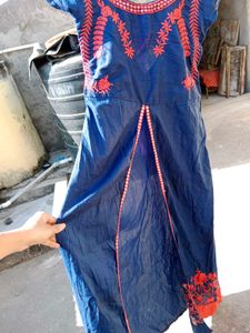 Blue Embroidered Kurta/Kurti