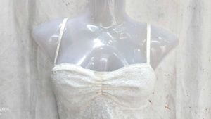 Cream Lace Ruched Crop Top
