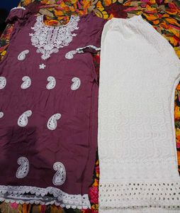 Embroidered Kurta with plazoo Paisley Design