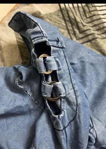 Chic Denim Top with Cutout Sleeves