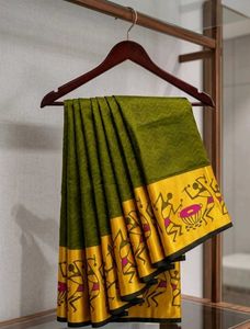 Beautiful Green Saree with Yellow Border