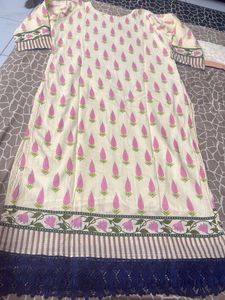 Beautiful Cream n blue kurta set