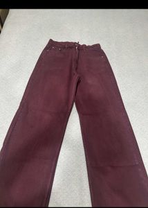 Burgundy Wide Leg Jeans