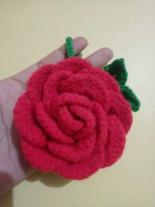 Handmade Crochet Rose Keychain and earbuds case