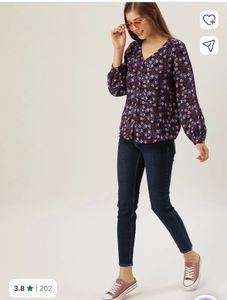 dressberry Floral Print V-Neck Button-Up Top