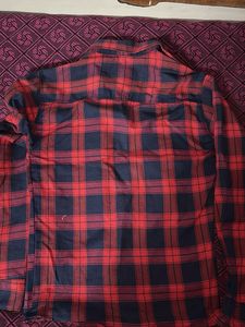 Classic Red Flannel &amp; Navy Plaid Shirt