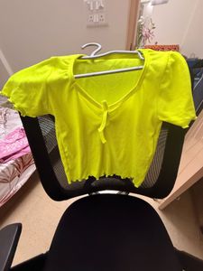 Neon Yellow Trendy Crop Top