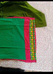 Green Kurta Set with Pink Print