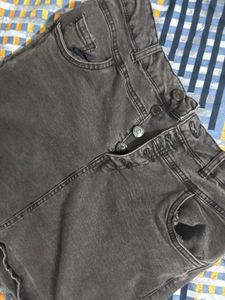 Grey Denim Mini Skirt