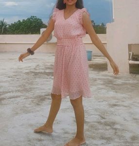 Pink Polka Dot Ruffle Dress
