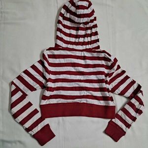 Y2k Vintage 2000s Grungy Punk Striped Crop Hoodie