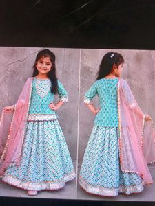 Beautiful Teal &amp; Pink Girls Lehenga Choli size ava