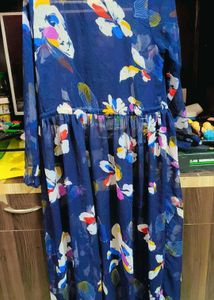 Chic Floral Print Sheer Gown