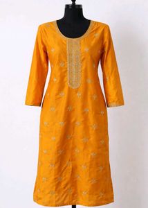 Orange Embroidered Kurta