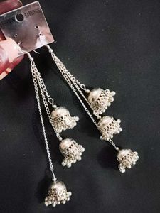 Chain style mini Jhumka Long Earrings🤩