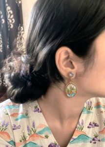 Enchanting Meadow Scene Dangle Earrings