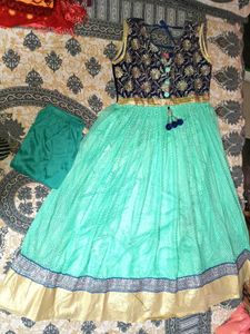 Aqua & Navy Indian Dress