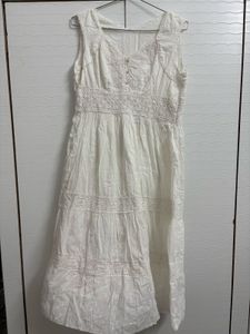 White Broderie Lace Midi Dress