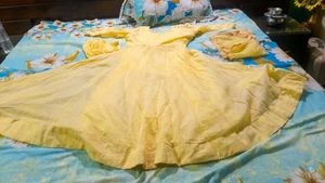 Elegant Yellow Floral Anarkali Gown