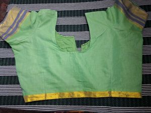 Light Green Blouse with Gold Border