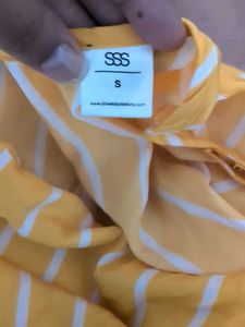 Yellow Striped Tie-Front Tank Top